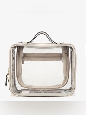 Calpak Medium Clear Cosmetics Case in Stone